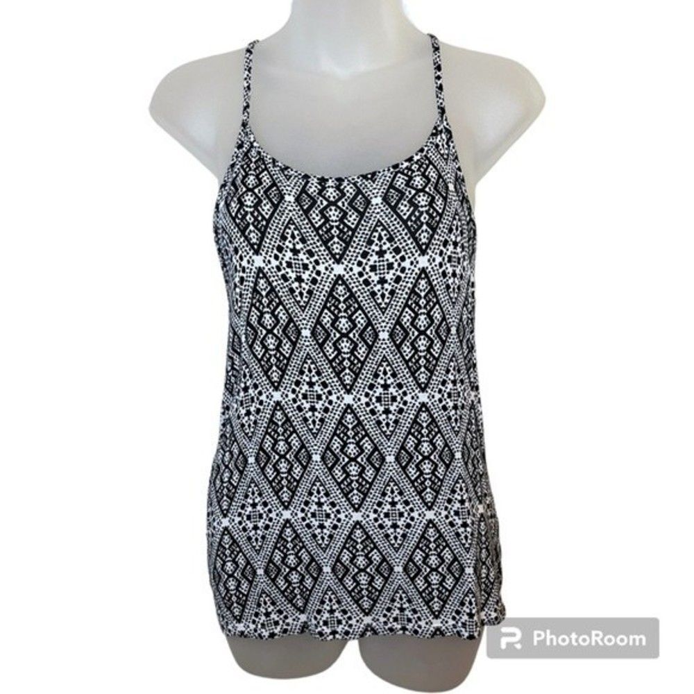 Mudd Black and White Geo Pattern Tank Top Size Small
